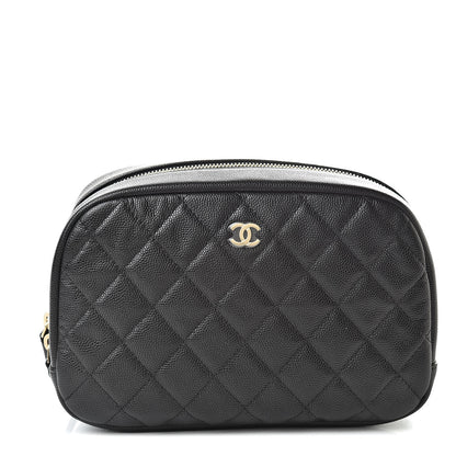 Chanel Caviar Quilted Curvy Pouch Cosmetic Case Black 1 of 8