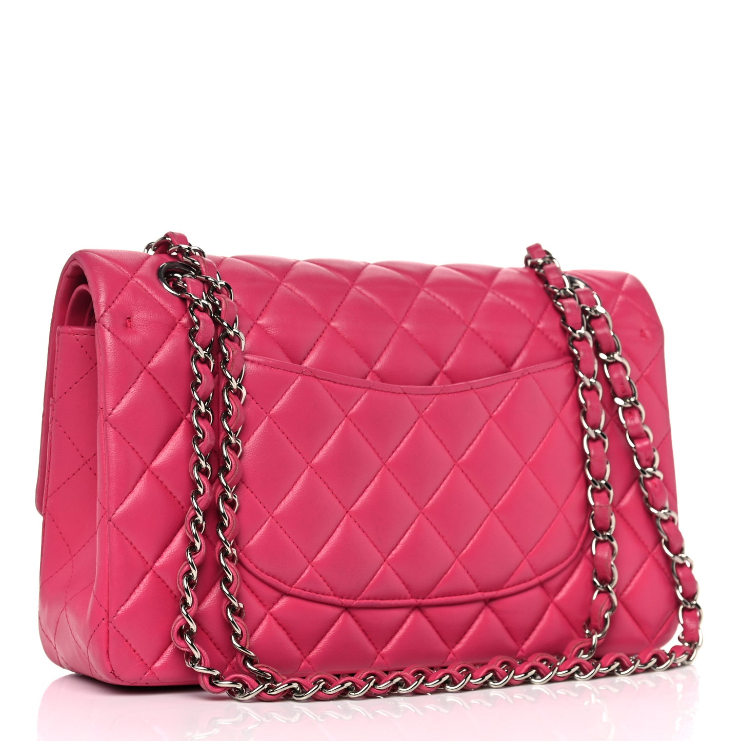 Lambskin Quilted Medium Double Flap Dark Pink