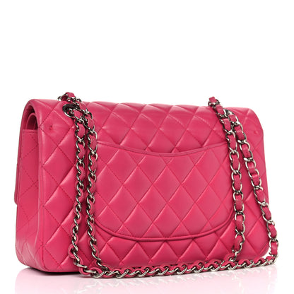 Chanel Lambskin Quilted Medium Double Flap Dark Pink 3 of 22