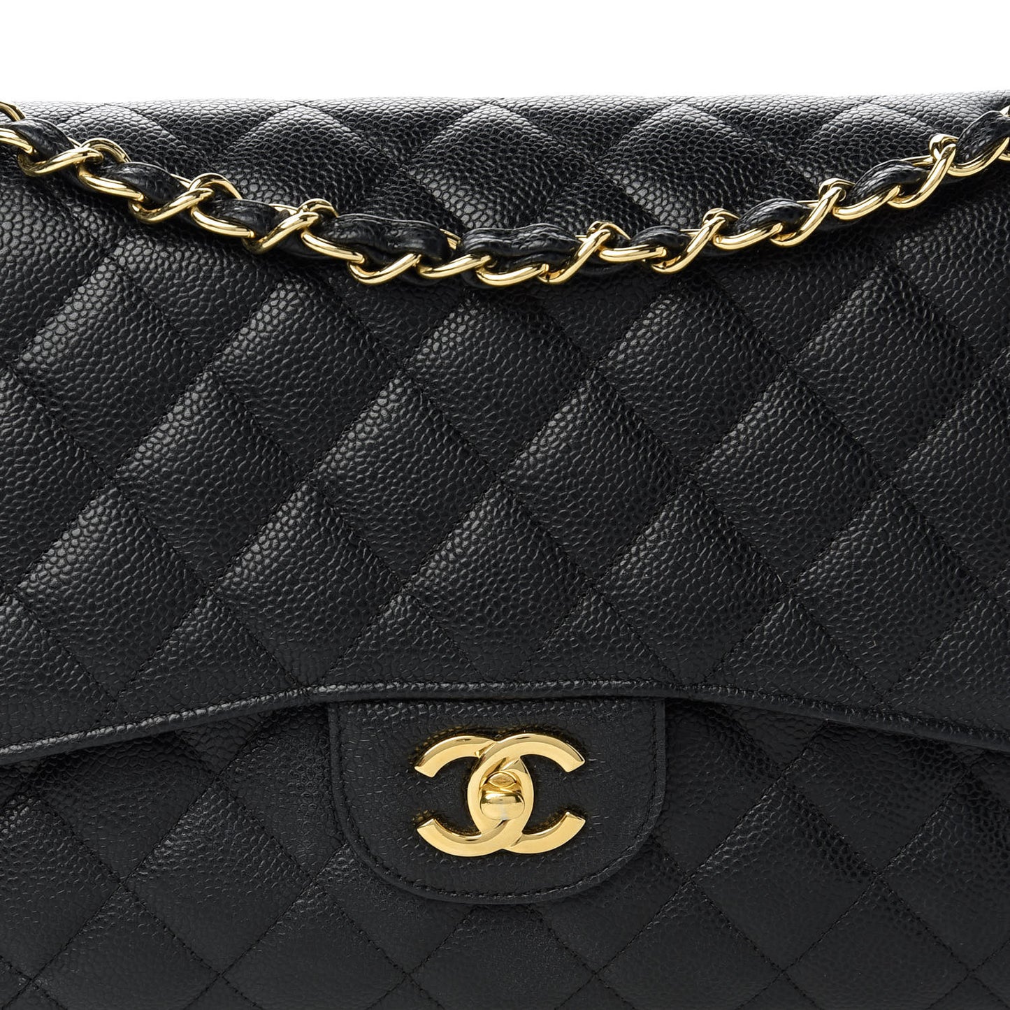 Caviar Quilted Jumbo Double Flap Black