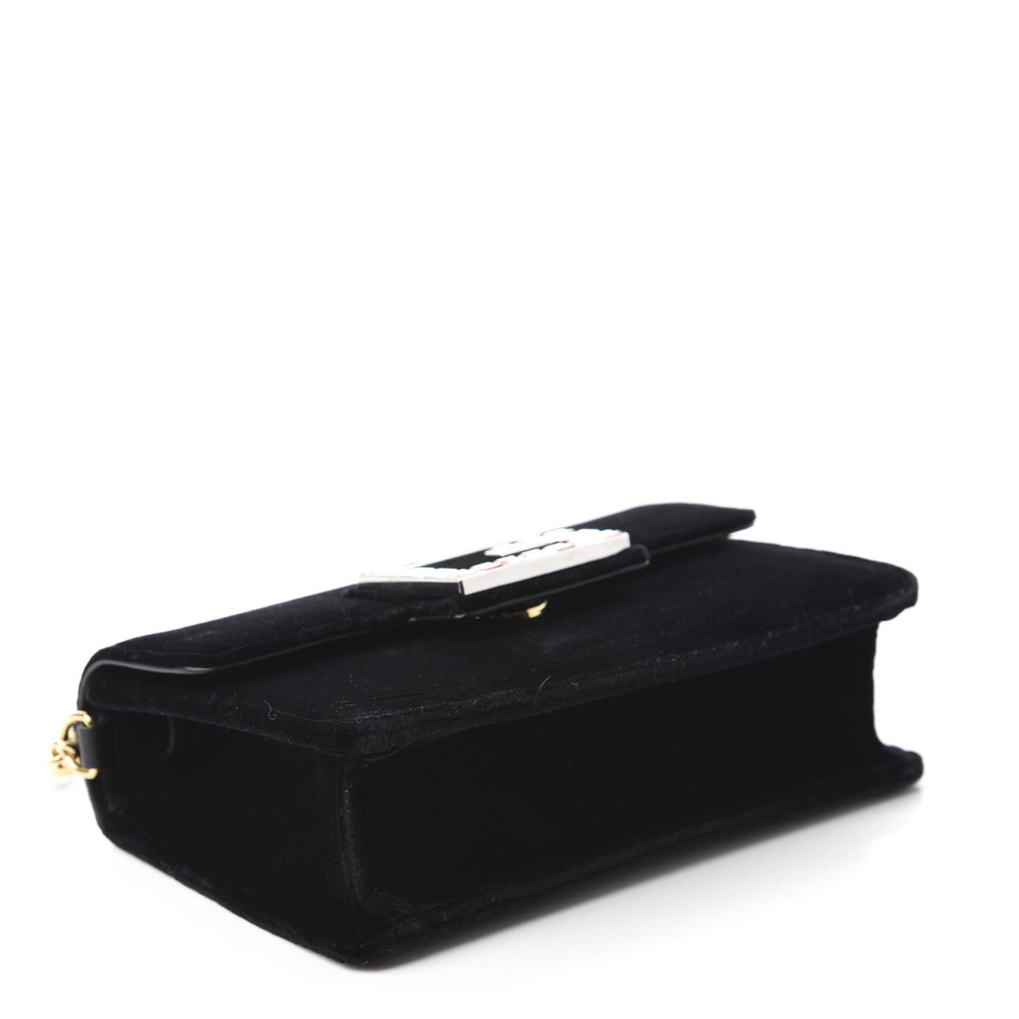 Velvet Crystal Square G Shoulder Bag Black
