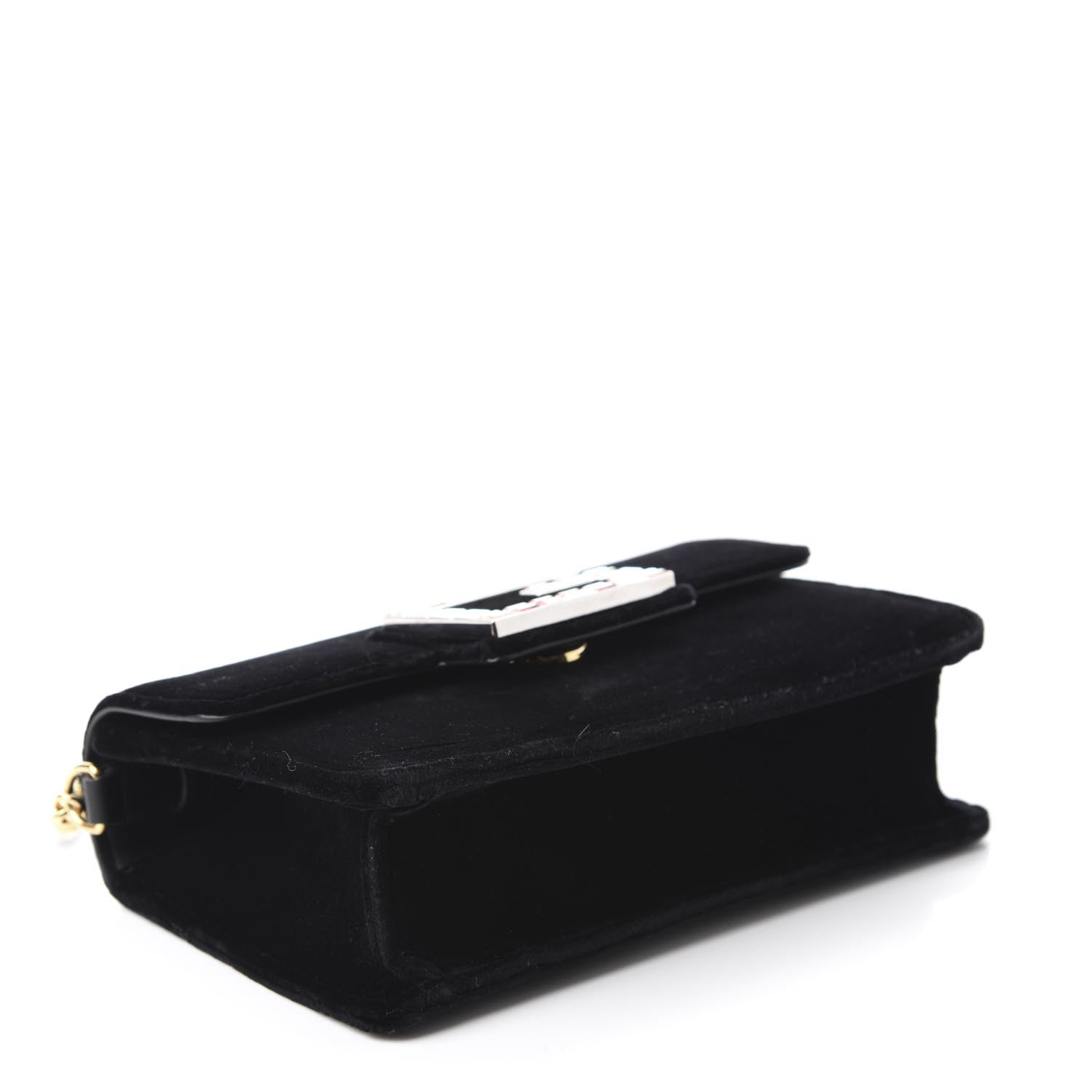 Gucci Velvet Crystal Square G Shoulder Bag Black 3 of 10