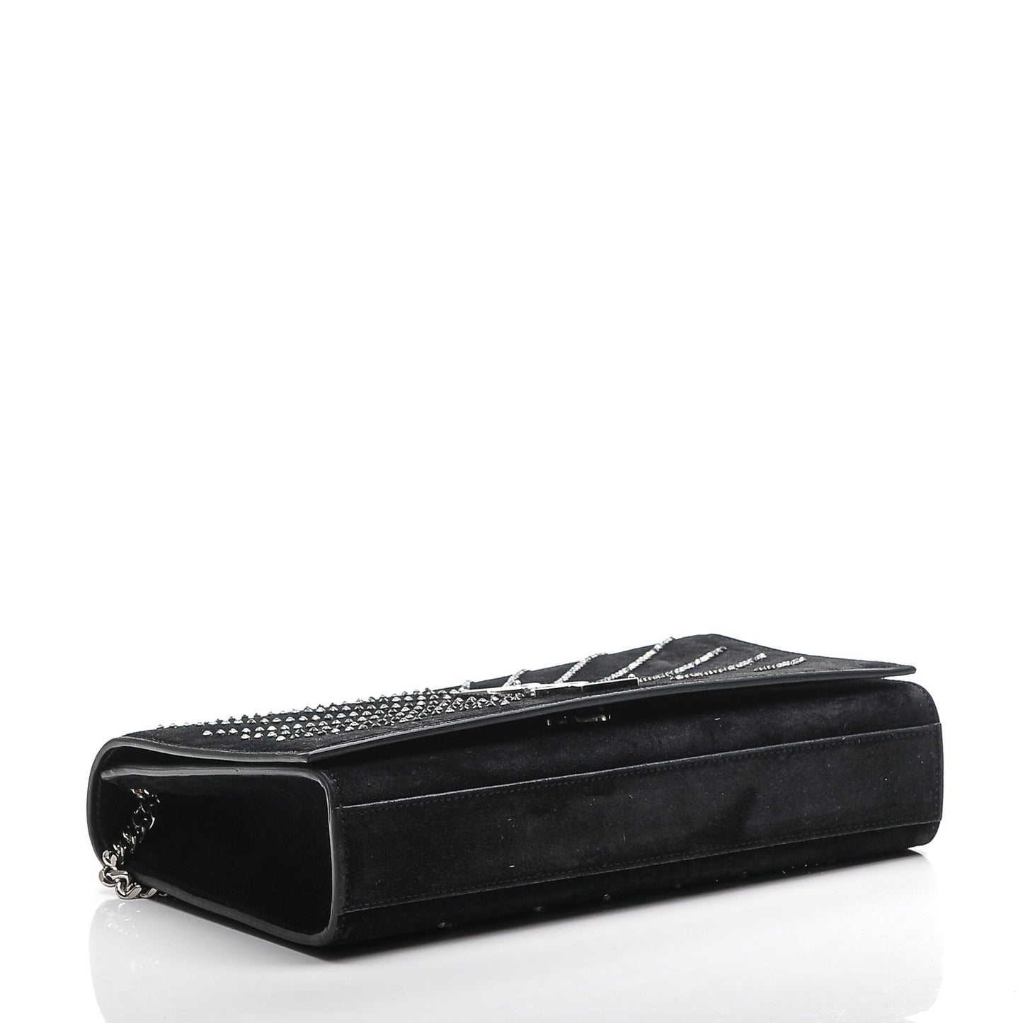 Suede Crystal Medium Classic Monogram Kate Satchel Nero Black