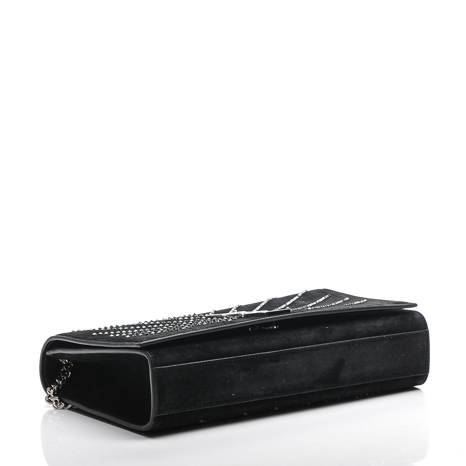 Saint Laurent Suede Crystal Medium Classic Monogram Kate Satchel Nero Black 4 of 6