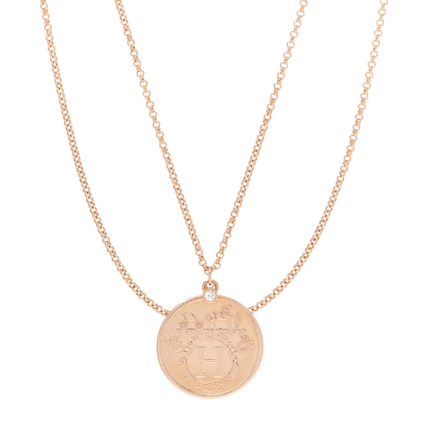 18K Rose Gold Diamond MM Ex-Libris Pendant Necklace
