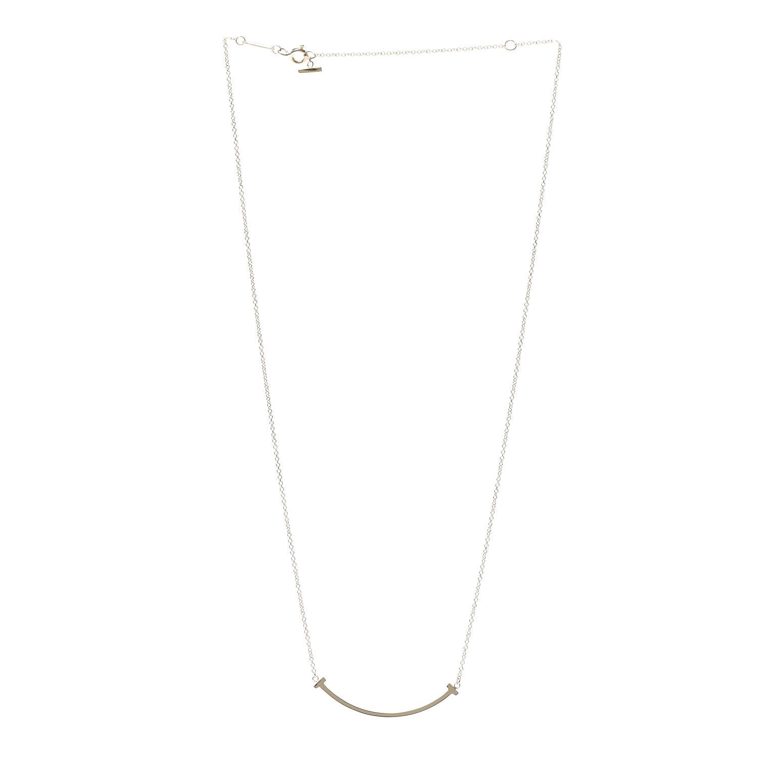 Tiffany 18K Yellow Gold Small T Smile Pendant Necklace 3 of 4