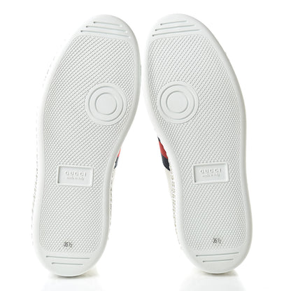 Gucci Calfskin Crystal Web Bee Embroidered Womens Ace Platform Sneakers 35.5 White 6 of 10