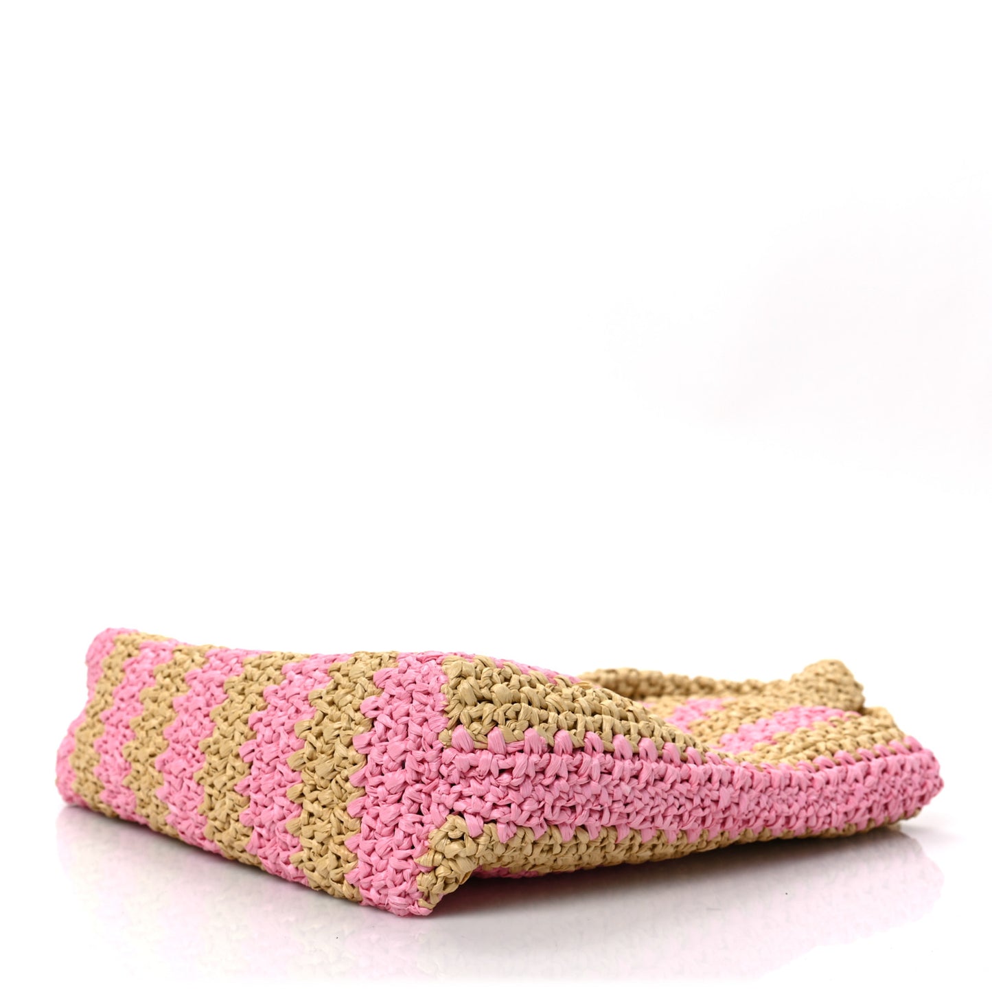 Yarn Raffia Effect Crochet Striped Small Logo Tote Naturale Petalo