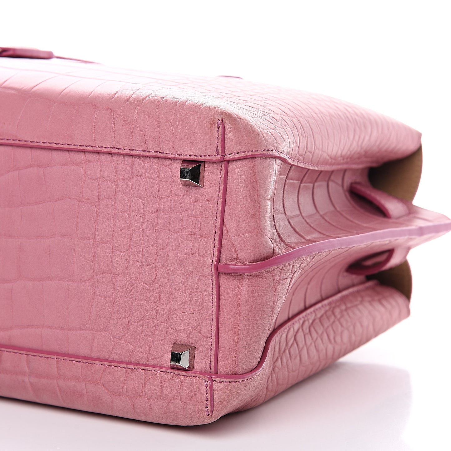 Calfskin Crocodile Embossed Medium Milla Tote Pink