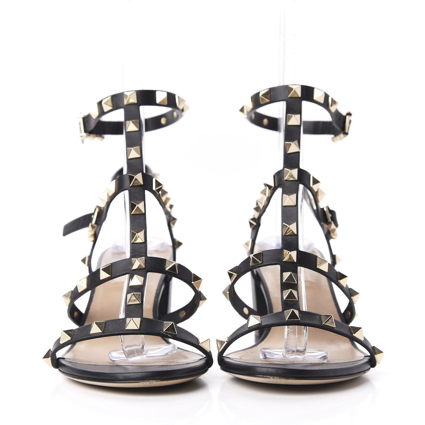 Calfskin Rockstud 60mm City Sandals 38.5 Black