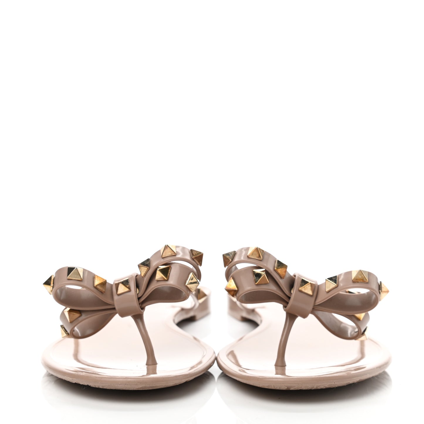 PVC Jelly Rockstud Bow Thong Sandals 40 Poudre