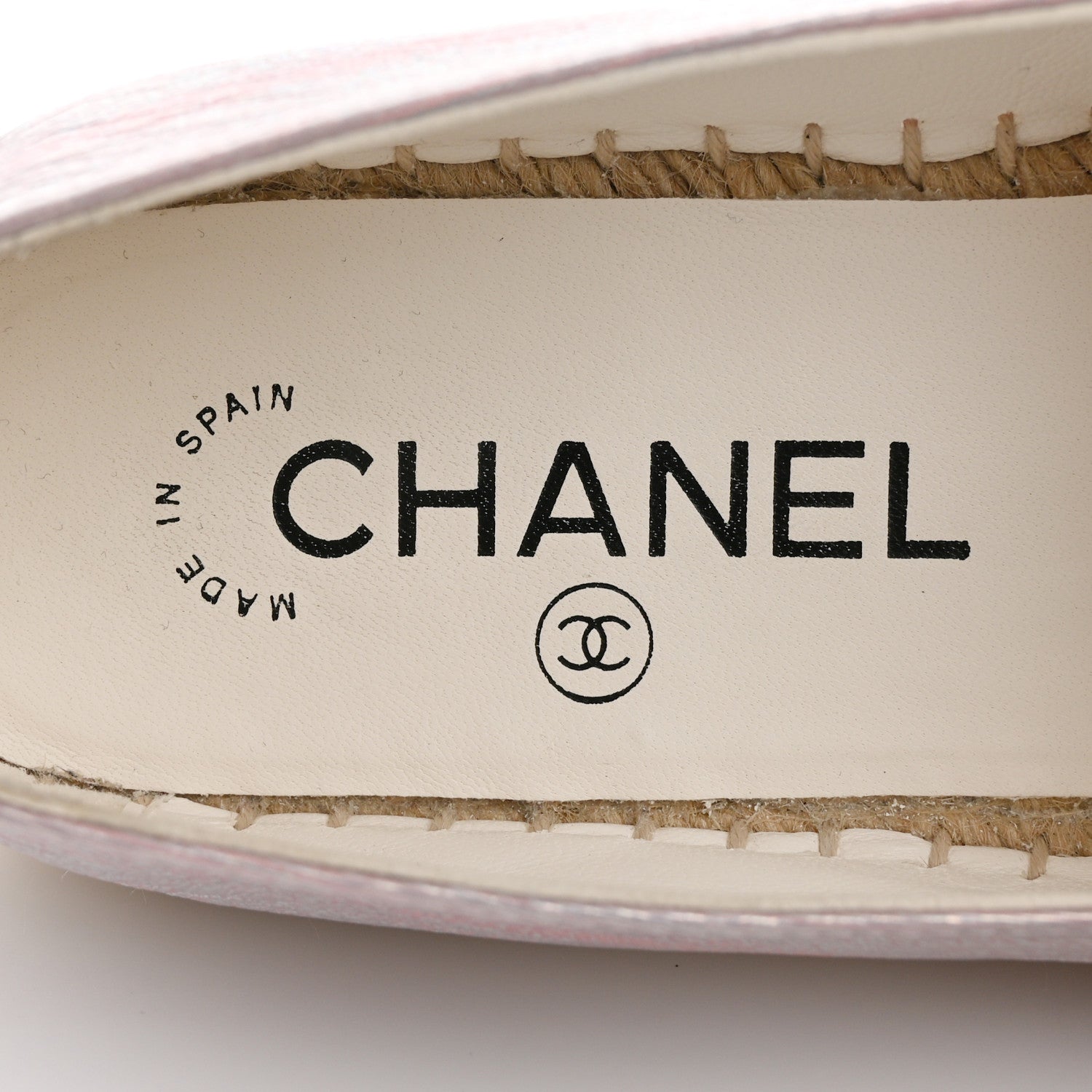 Chanel Laminated Lambskin Grosgrain Embroidered CC Espadrilles 37 Pink Silver Black 6 of 10