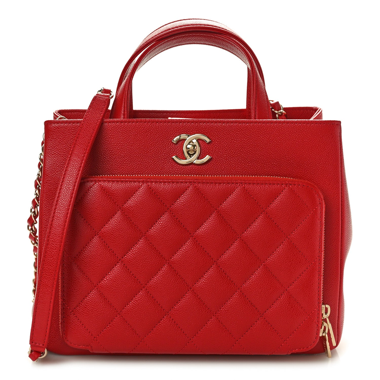 Chanel Caviar Quilted Small Business Affinity Shopping Bag Red 1 of 10