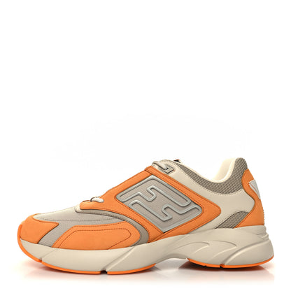 Fendi Nubuck Mesh Vitello FF Mens Faster Sneakers 12 Clementine Ghiaccio Beige 1 of 8