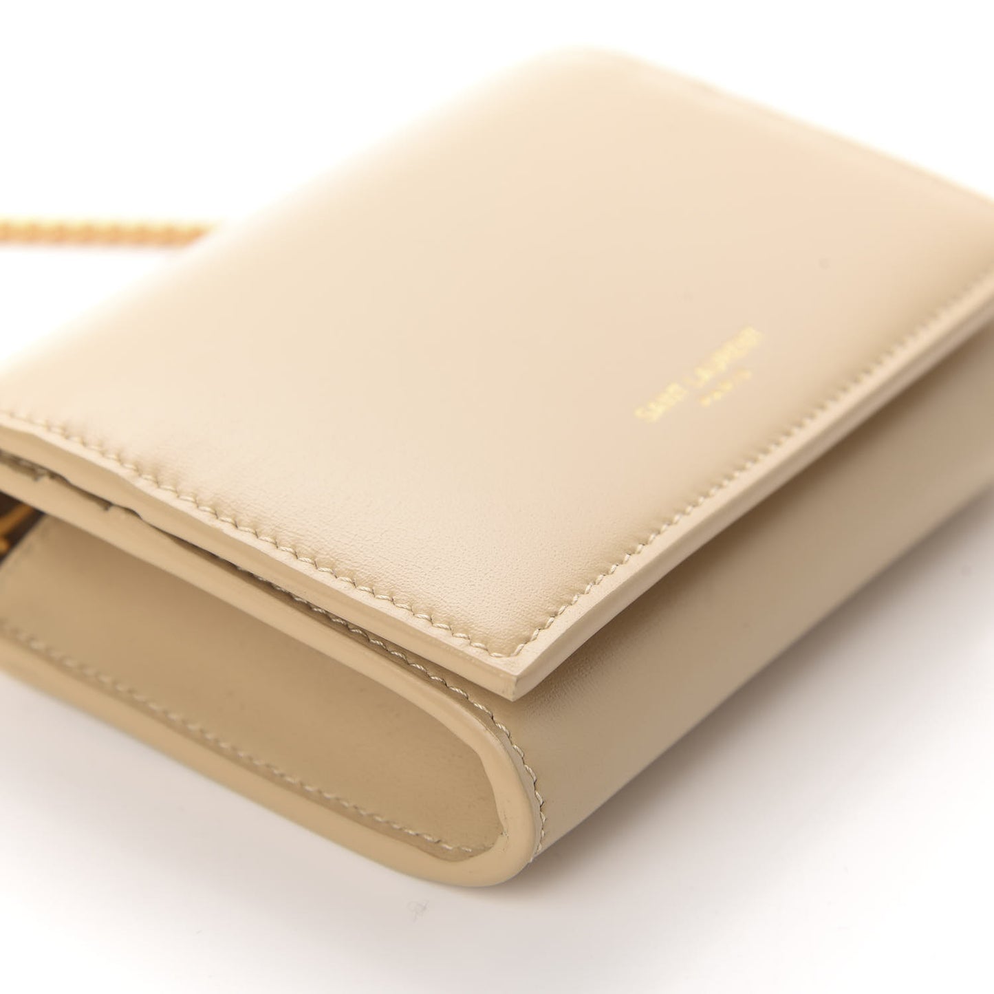 Calfskin Monogram Chain Card Case Ivory Natural