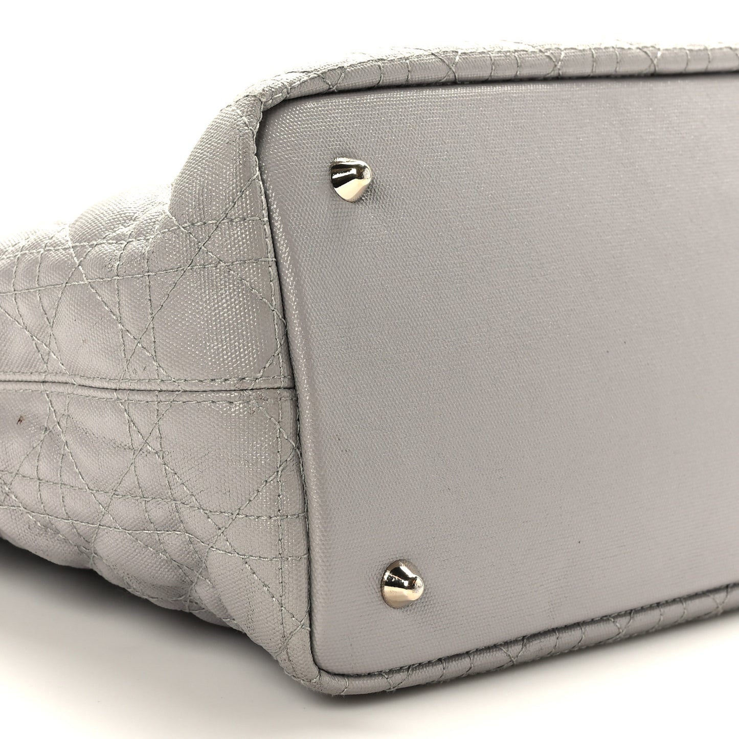 Coated Canvas Cannage Small Panarea Tote Grey
