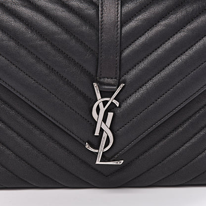 Saint Laurent Sheepskin Matelasse Chevron Monogram Medium College Bag Black 15 of 15