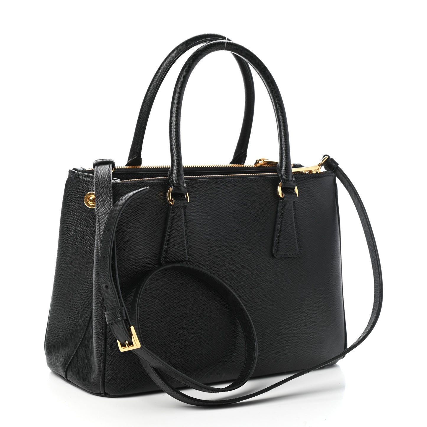 Saffiano Small Galleria Double Zip Tote Black