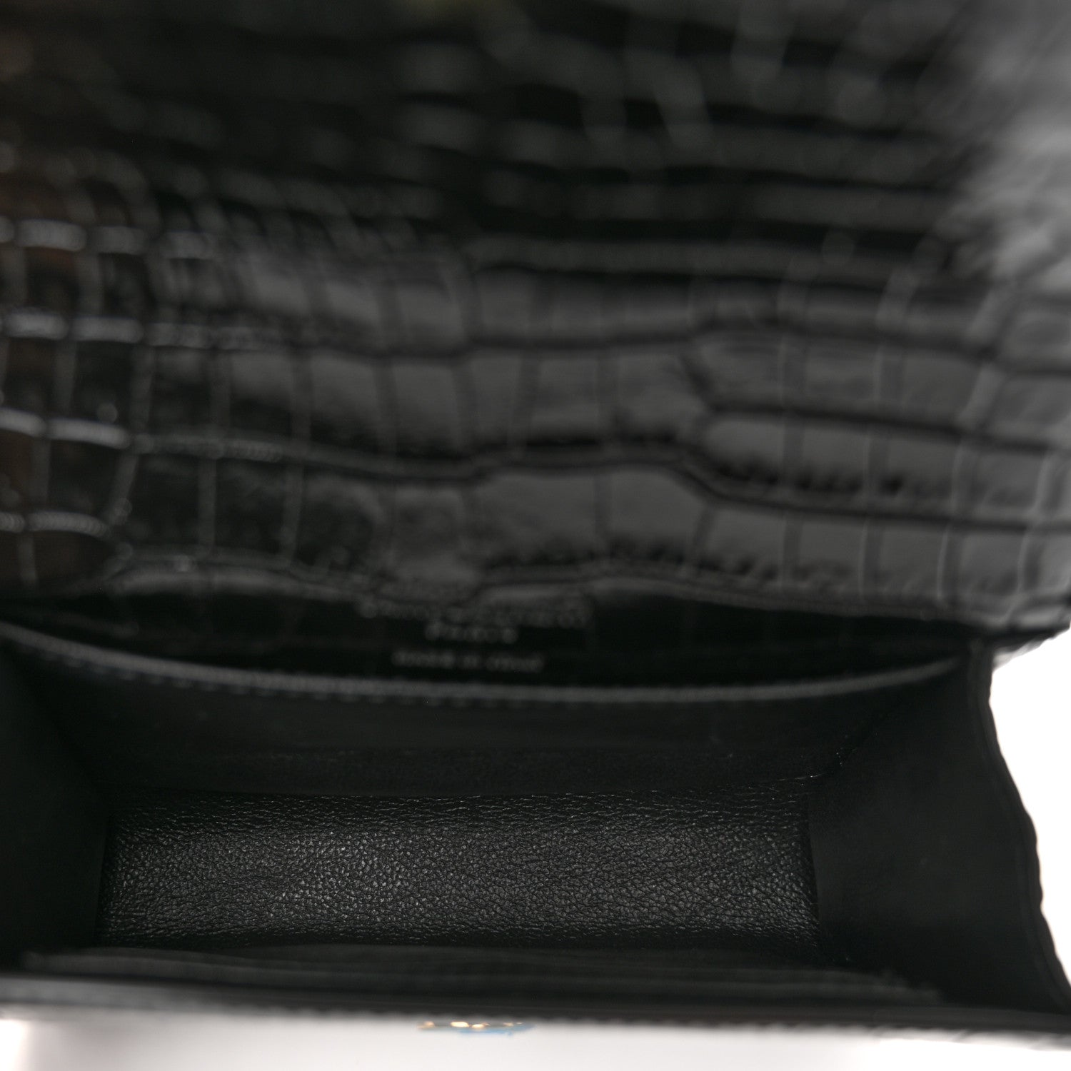 Saint Laurent Calfskin Crocodile Embossed Monogram Kate Belt Bag Black 5 of 9