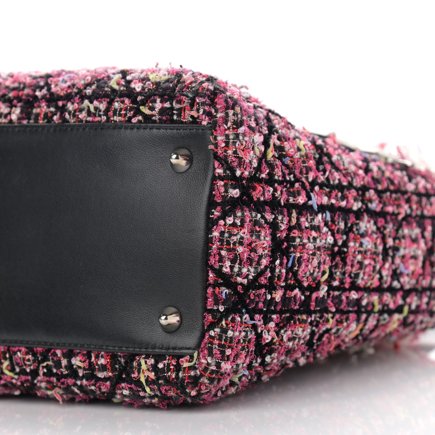 Tweed Fringe Cannage Embroidered Medium Lady Dior Pink Black Multicolor