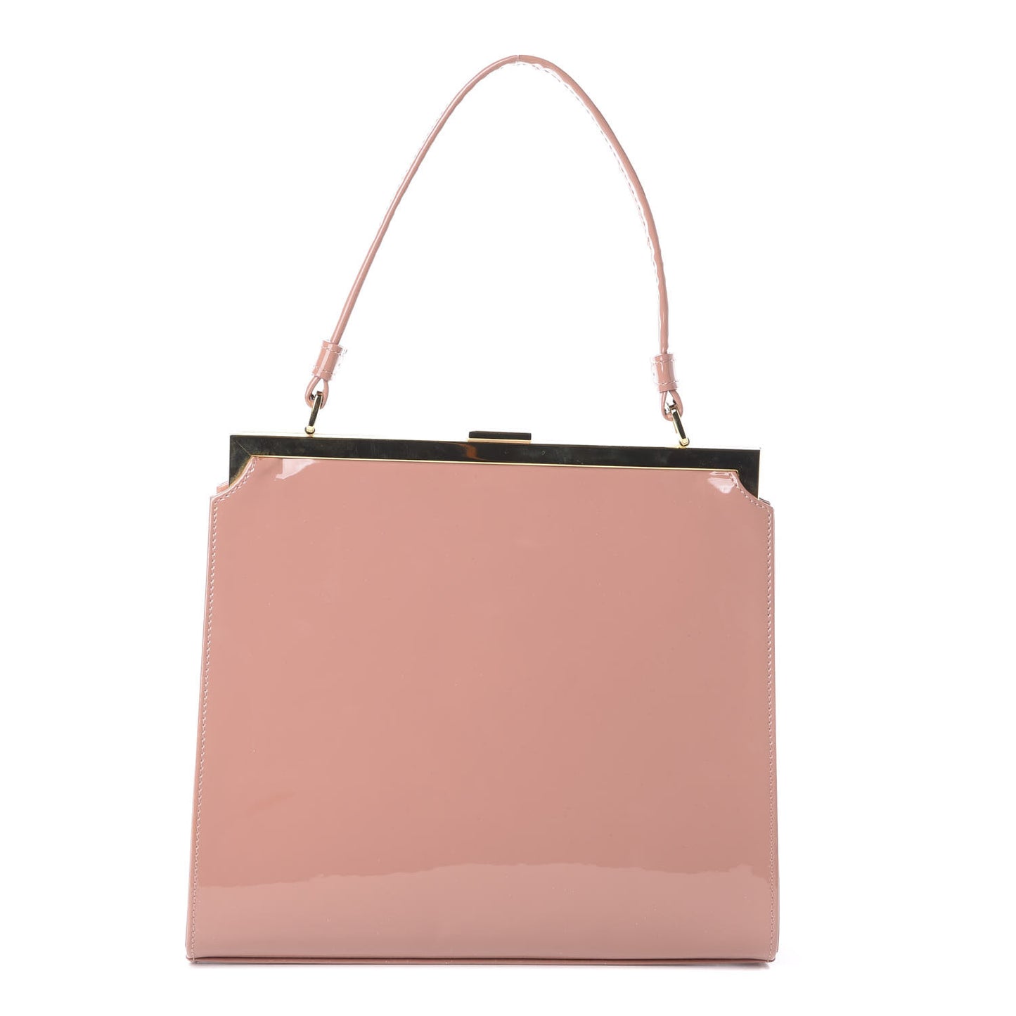 Patent Calfskin Elegant Top Handle Bag Blush