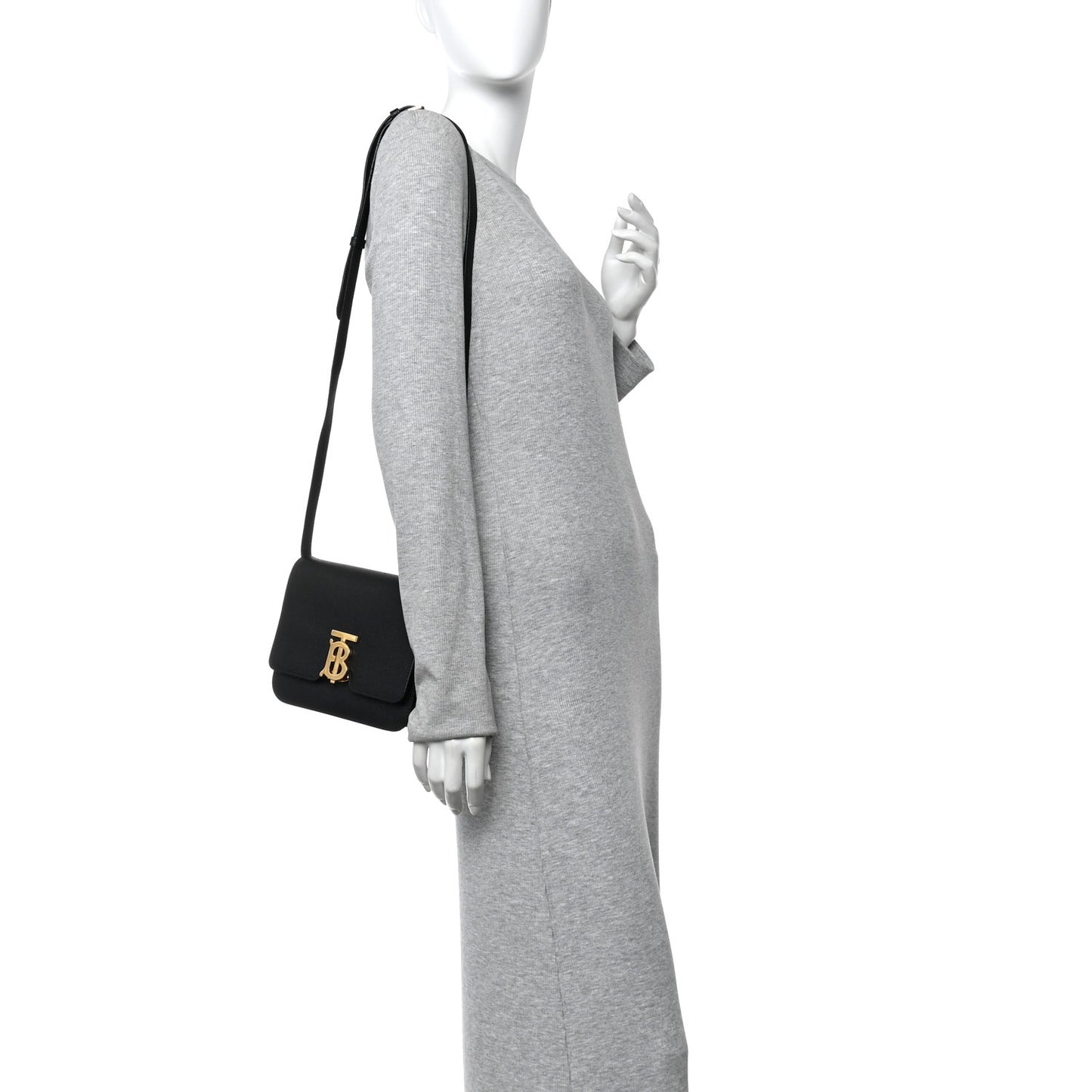 Grained Calfskin Small TB Bag Black