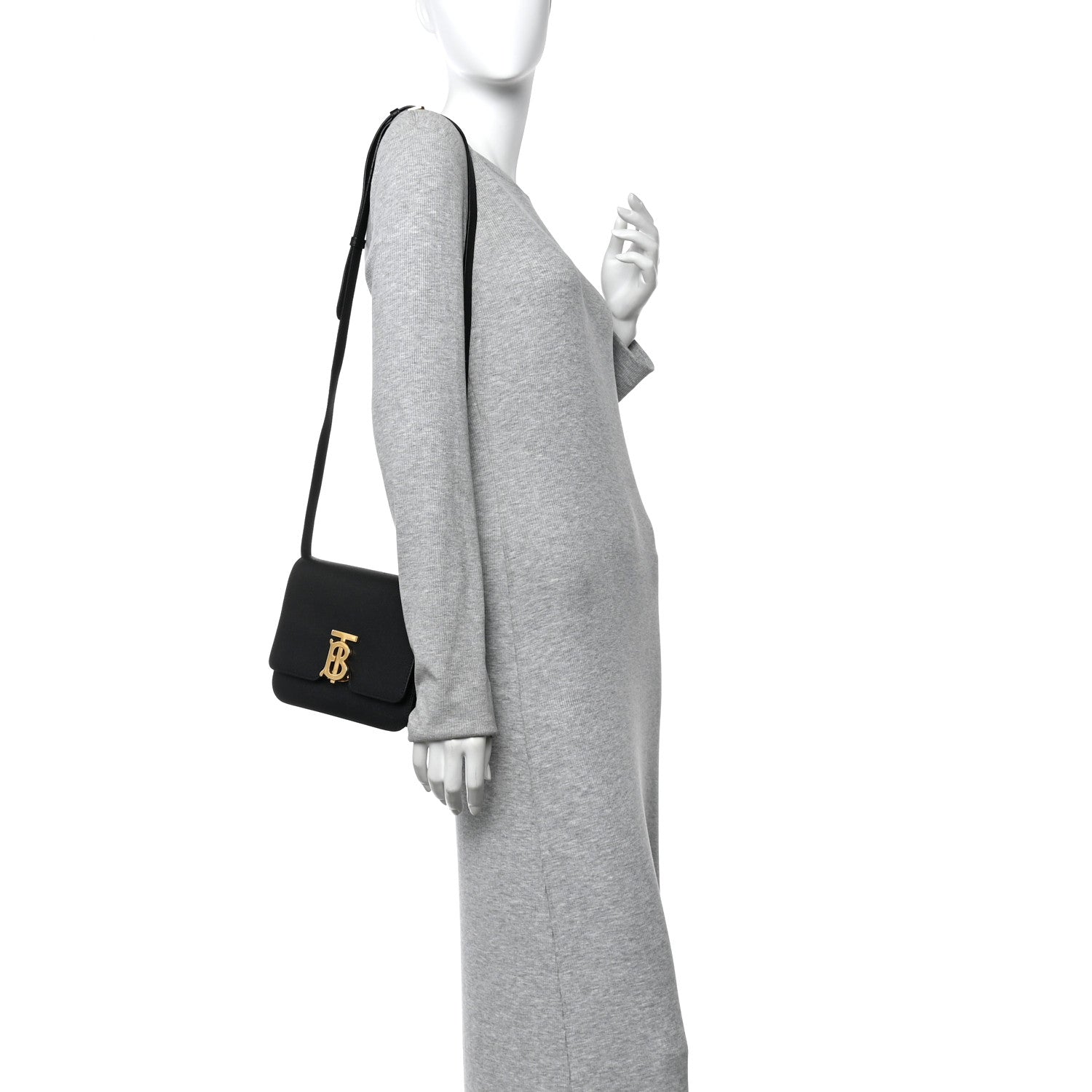 Burberry Grained Calfskin Small TB Bag Black 2 of 12