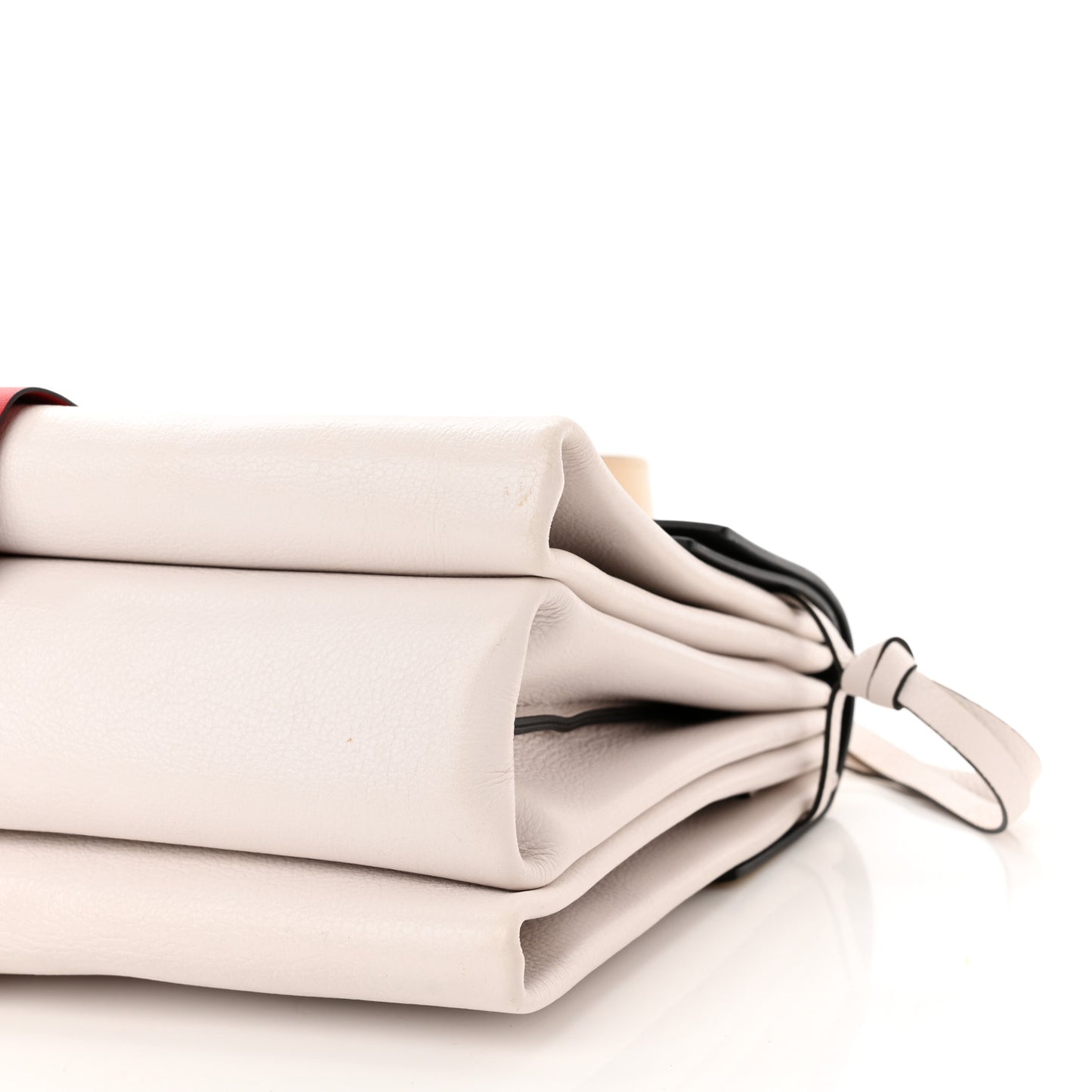 Buffalo Smooth Calfskin Small VRing Shoulder Bag Rose Cannelle White Cerise