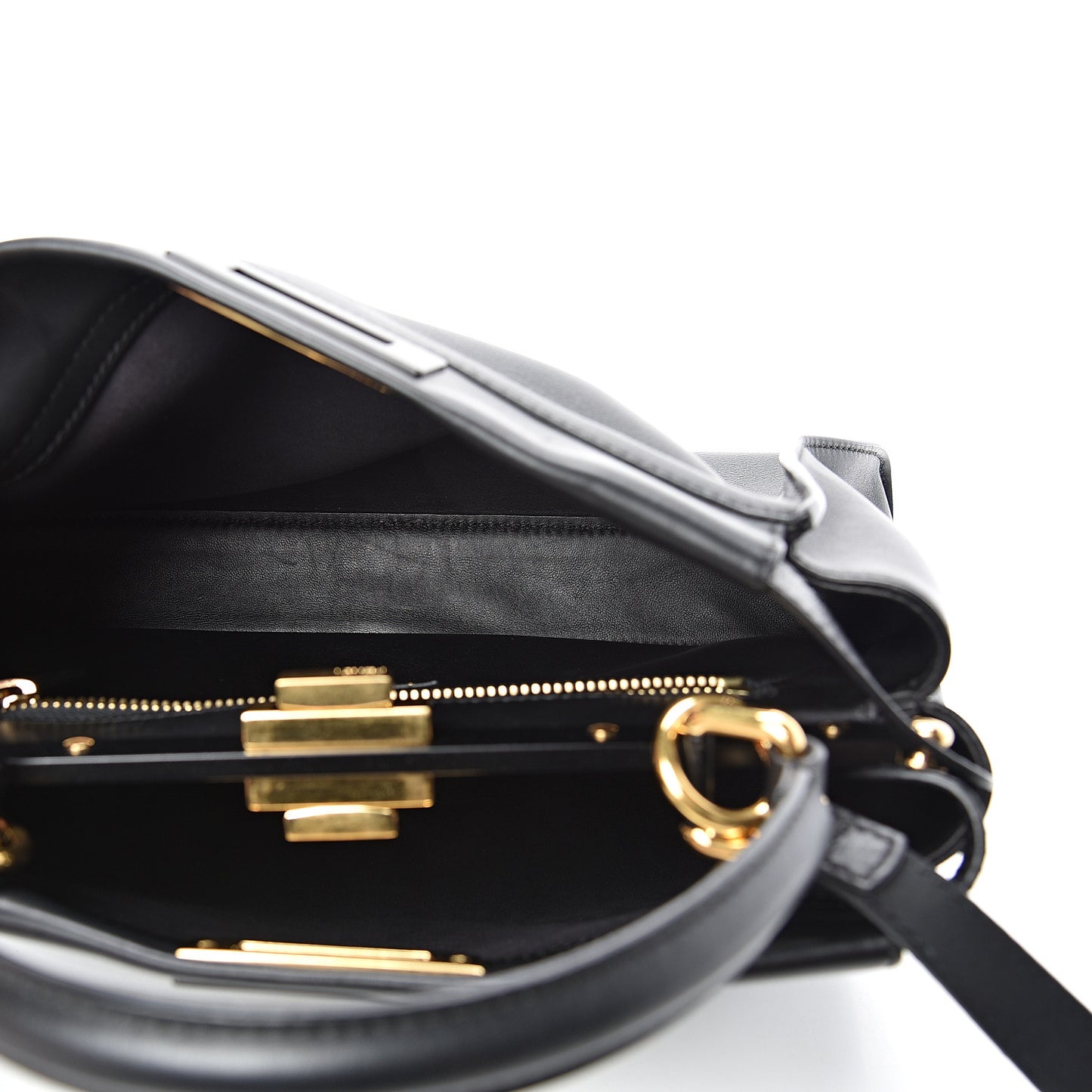 Vitello Seta Shiny Nappa Medium Peekaboo Iconic Satchel Black