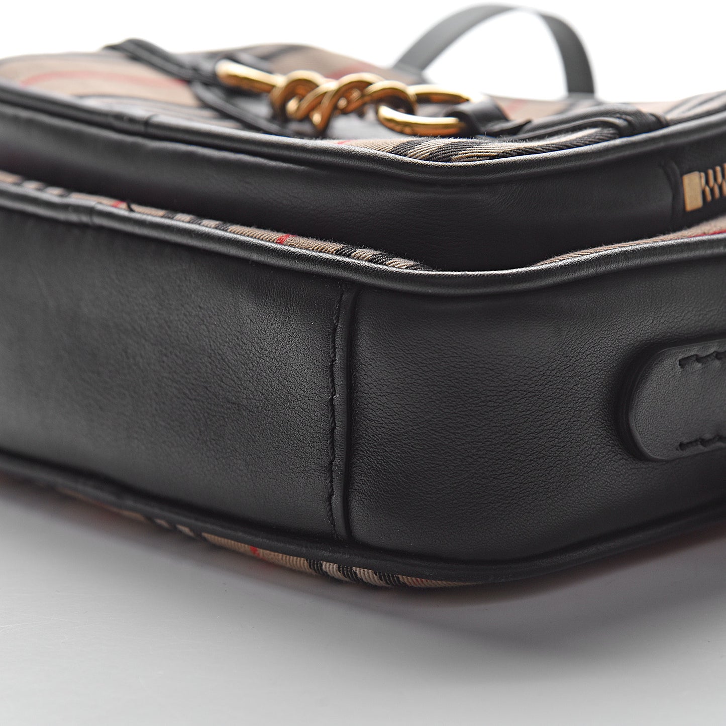 1983 Knight Check Smooth Calfskin Link Camera Bag Black