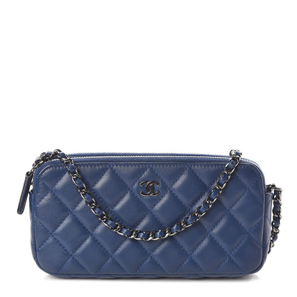 Chanel Lambskin Quilted Small Clutch With Chain Blue 1 of 8