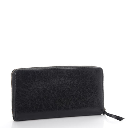 Balenciaga Agneau Classic Hardware Continental Zip Around Wallet Black 3 of 9