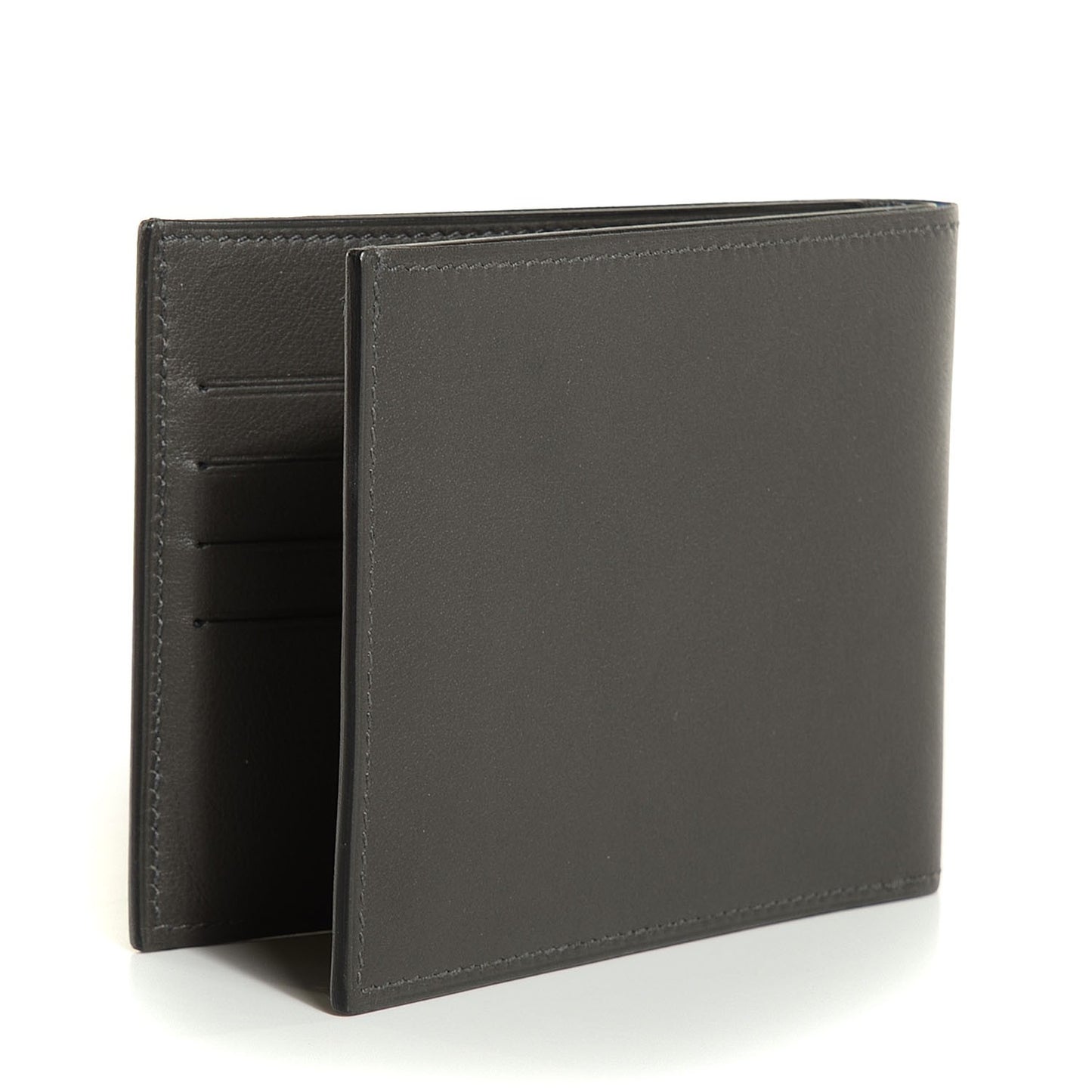Veau Swift Silk Citizen Twill Wallet Etain Bleu de Malte
