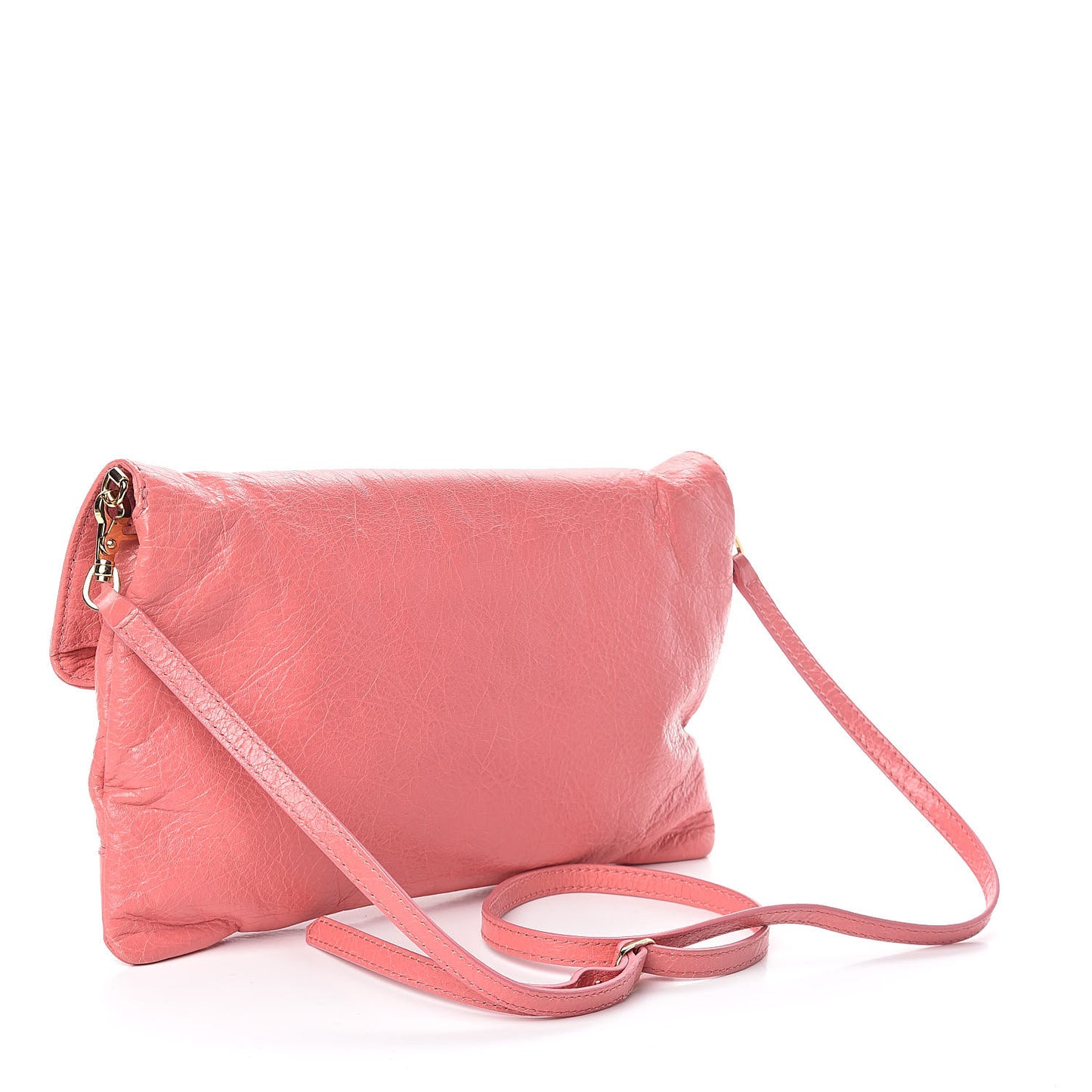 Agneau Giant 12 Gold Hardware Envelope Strap Clutch Rose Jaipur