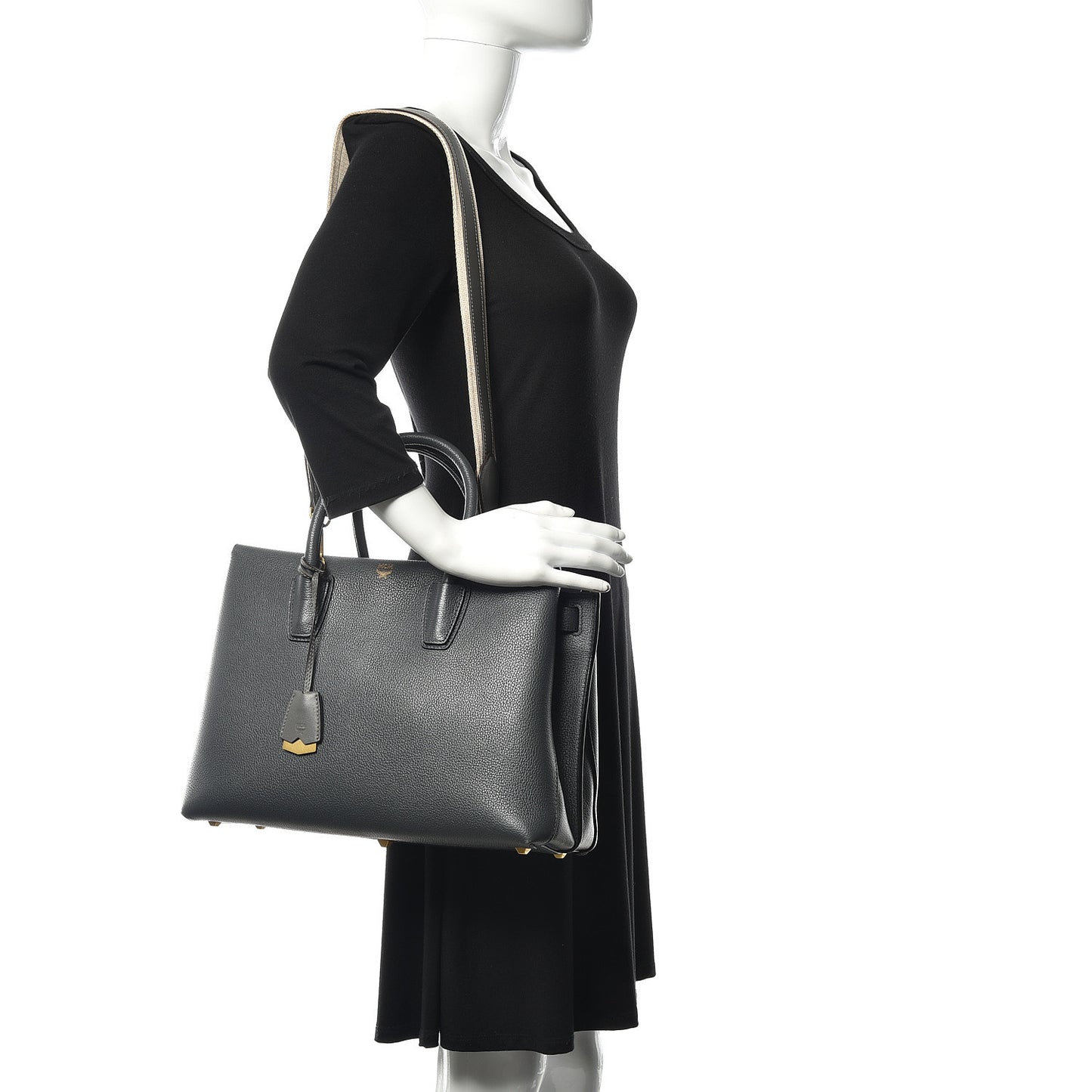 Grained Calfskin Medium Milla Tote Phantom Grey