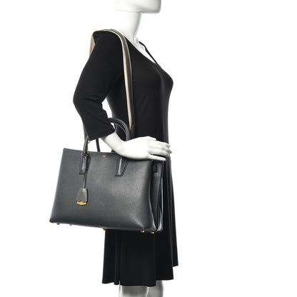 MCM Grained Calfskin Medium Milla Tote Phantom Grey 2 of 15