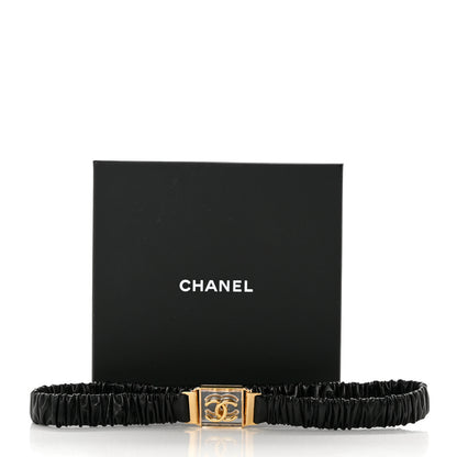 Chanel Lambskin Ruched Clear Resin CC Belt 70 28 Black 4 of 4