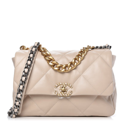 Chanel Goatskin Quilted Large Chanel 19 Flap Beige 1 of 11