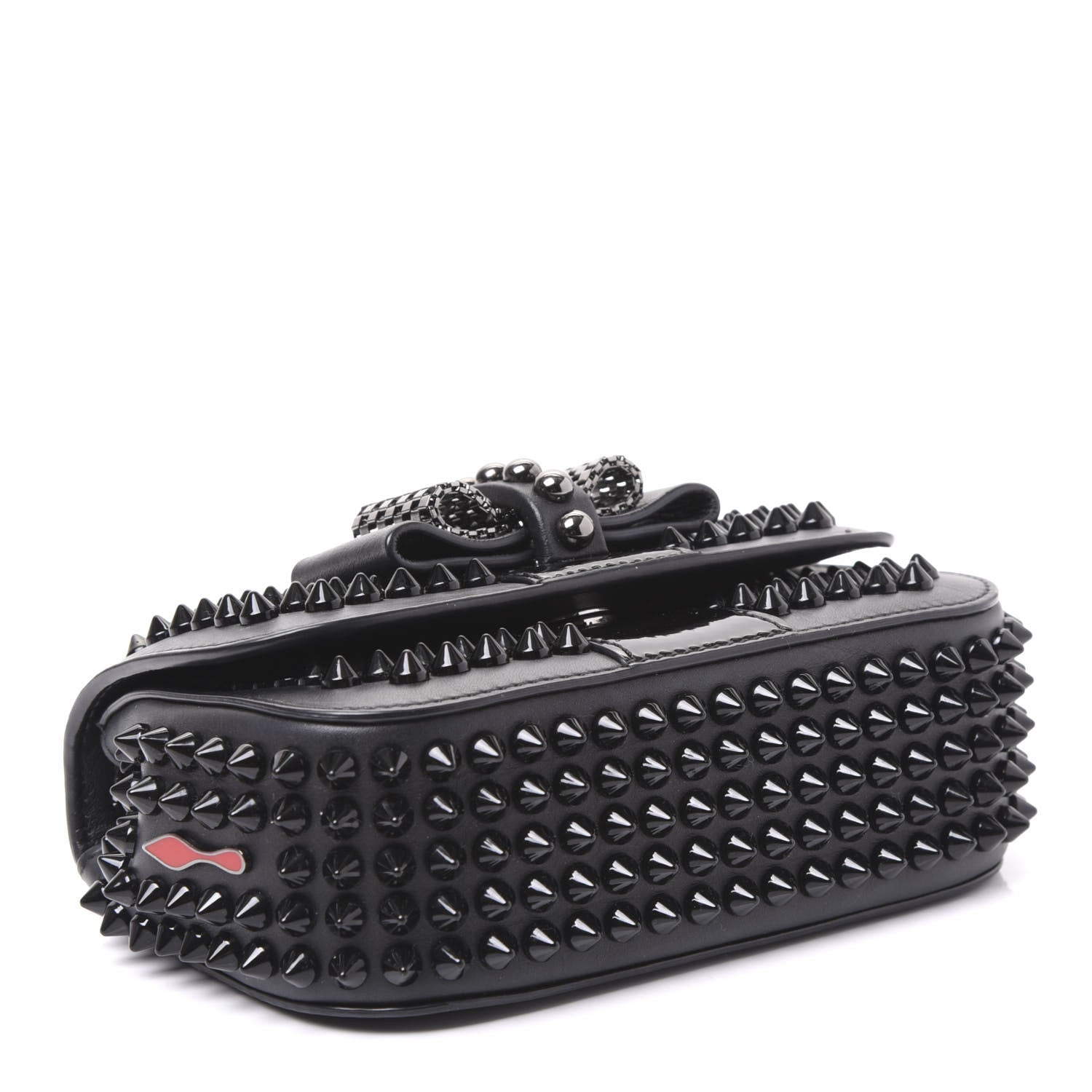 Christian Louboutin Calfskin Spikes Sweety Charity Crossbody Bag Black 3 of 8