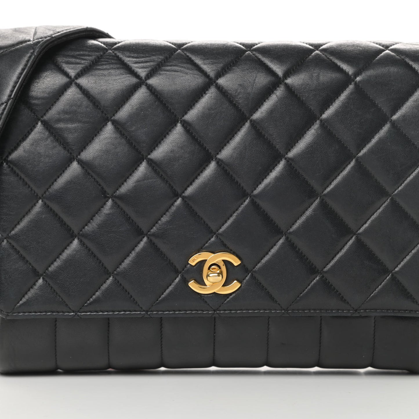 Lambskin Quilted CC Flap Shoulder Bag Black