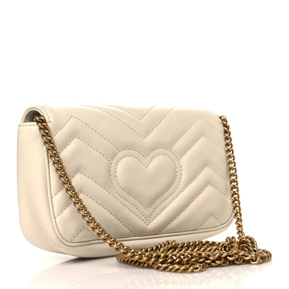 Gucci Calfskin Matelasse Super Mini GG Marmont Shoulder Bag White 3 of 10