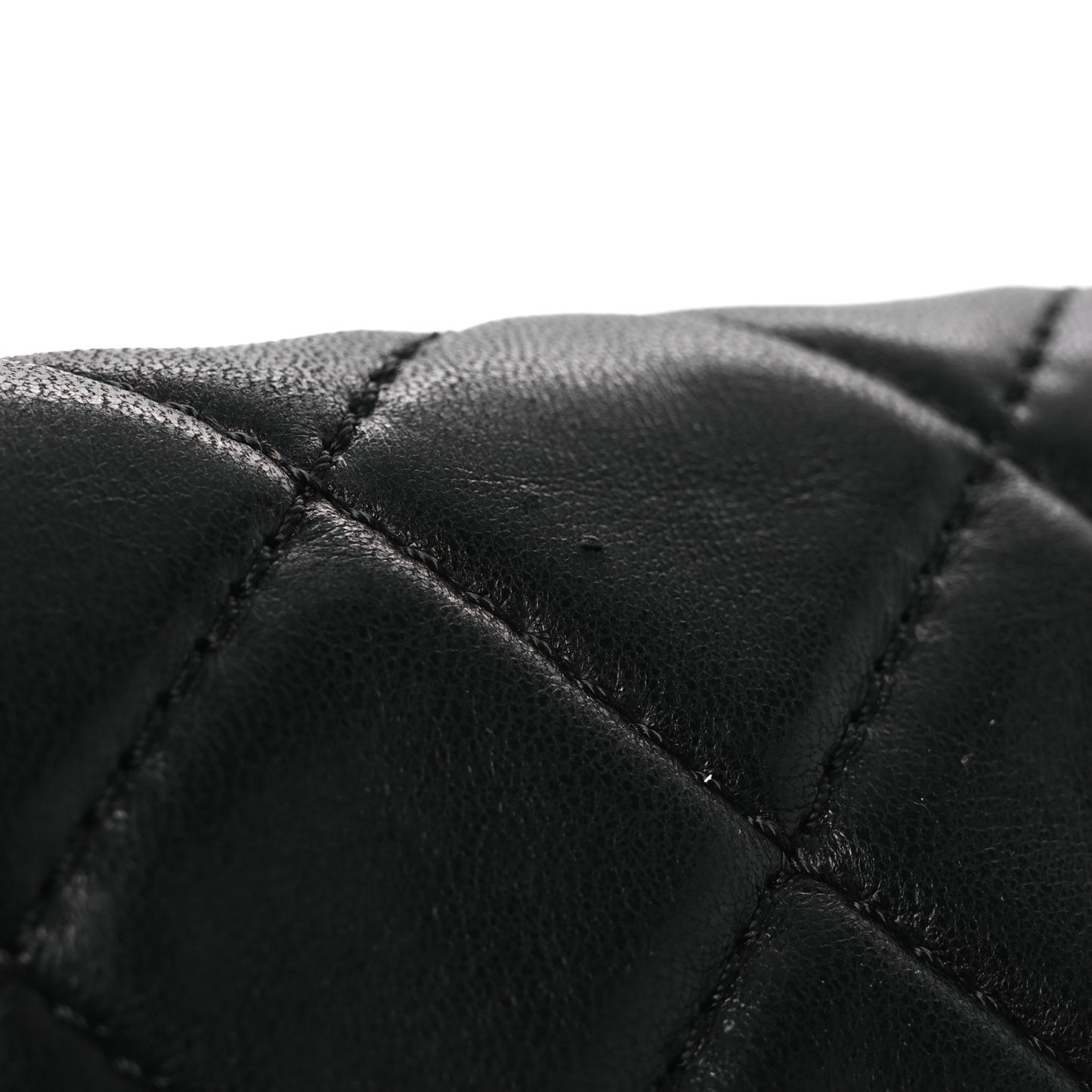 Lambskin Goat Fur Quilted Tibet Medium Flap Black