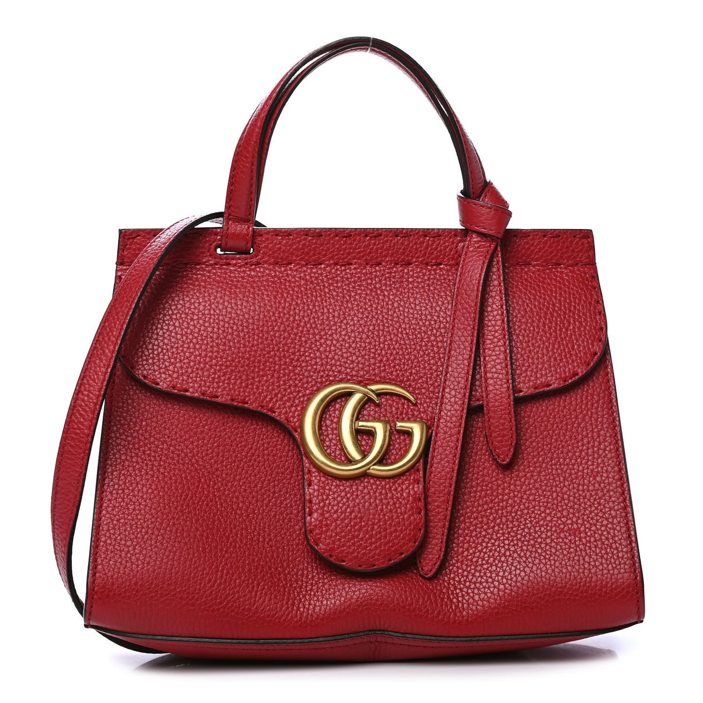 Calfskin Mini GG Marmont Top Handle Bag Vulcanic Red