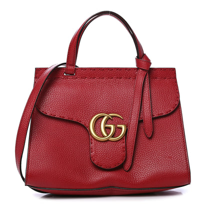 Gucci Calfskin Mini GG Marmont Top Handle Bag Vulcanic Red 1 of 6