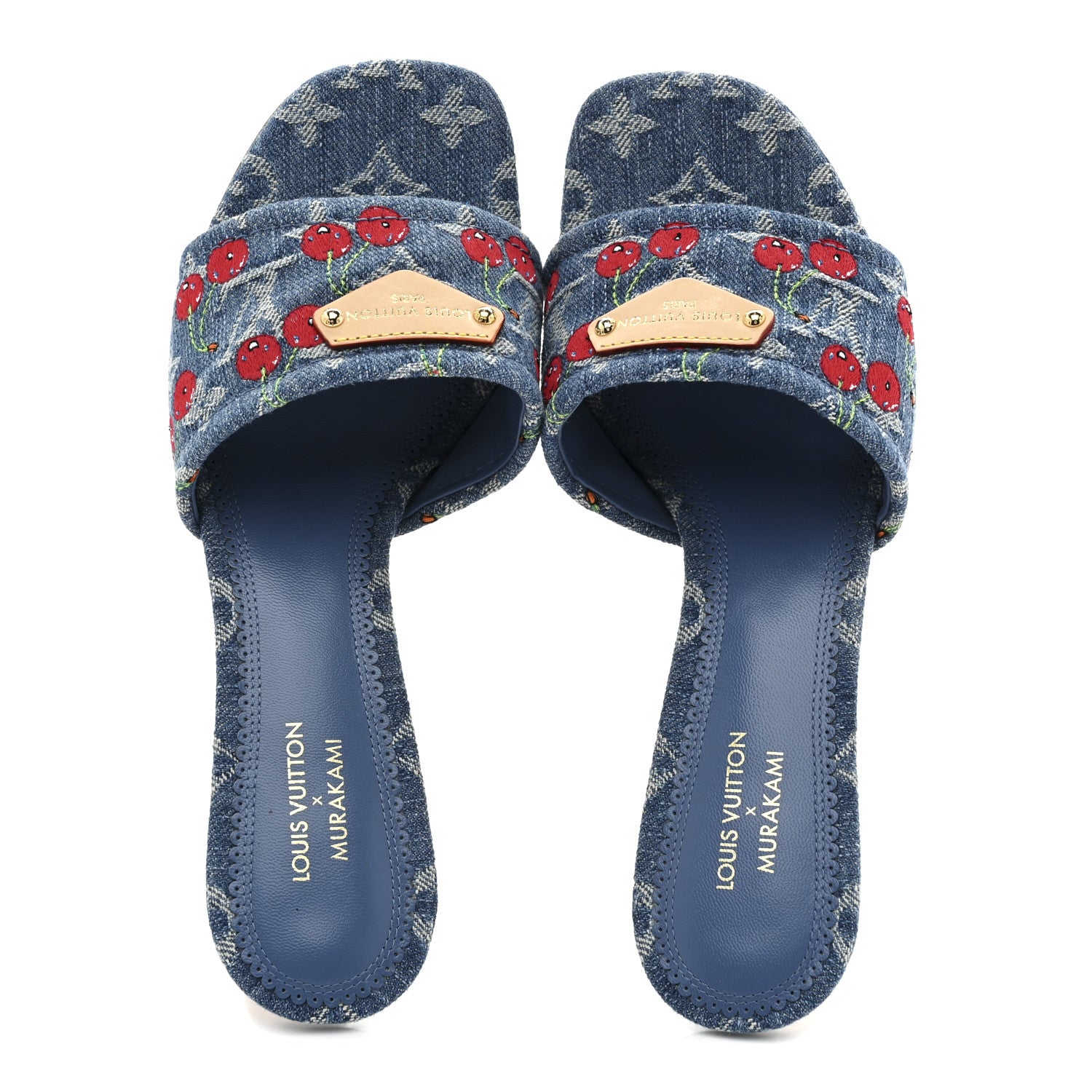 Louis Vuitton LV X TM Monogram Denim Cerises Lily Mules 37 Blue 2 of 9