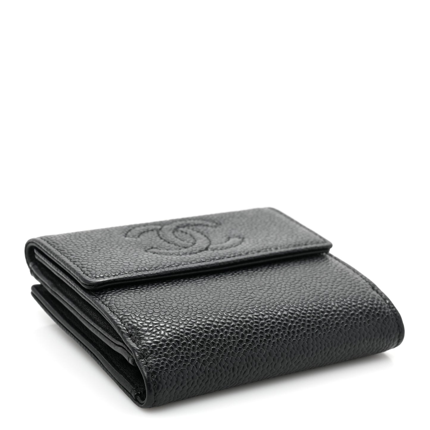 Caviar Timeless CC Compact Flap Wallet Black