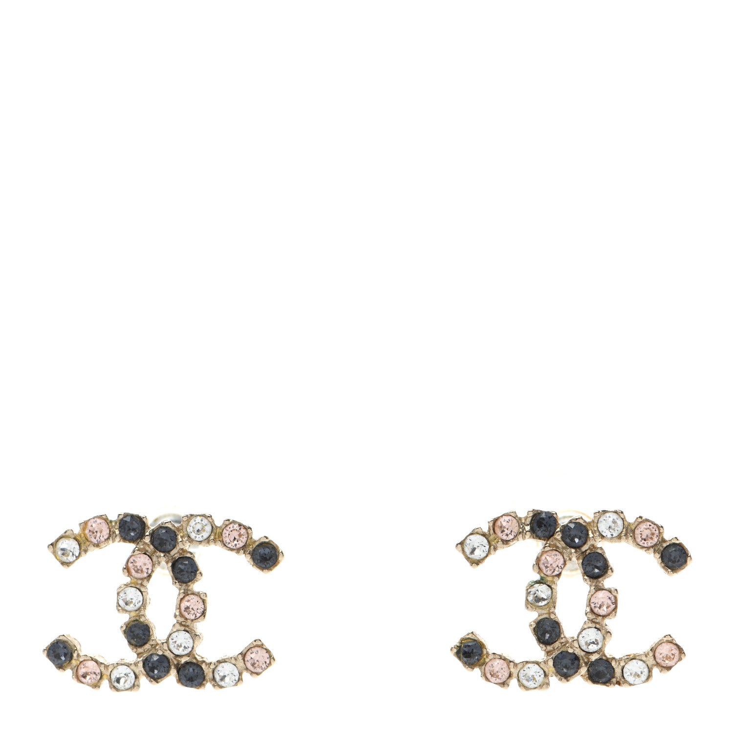 Chanel Metal Baguette Crystal CC Earrings Black Orange 1 of 5