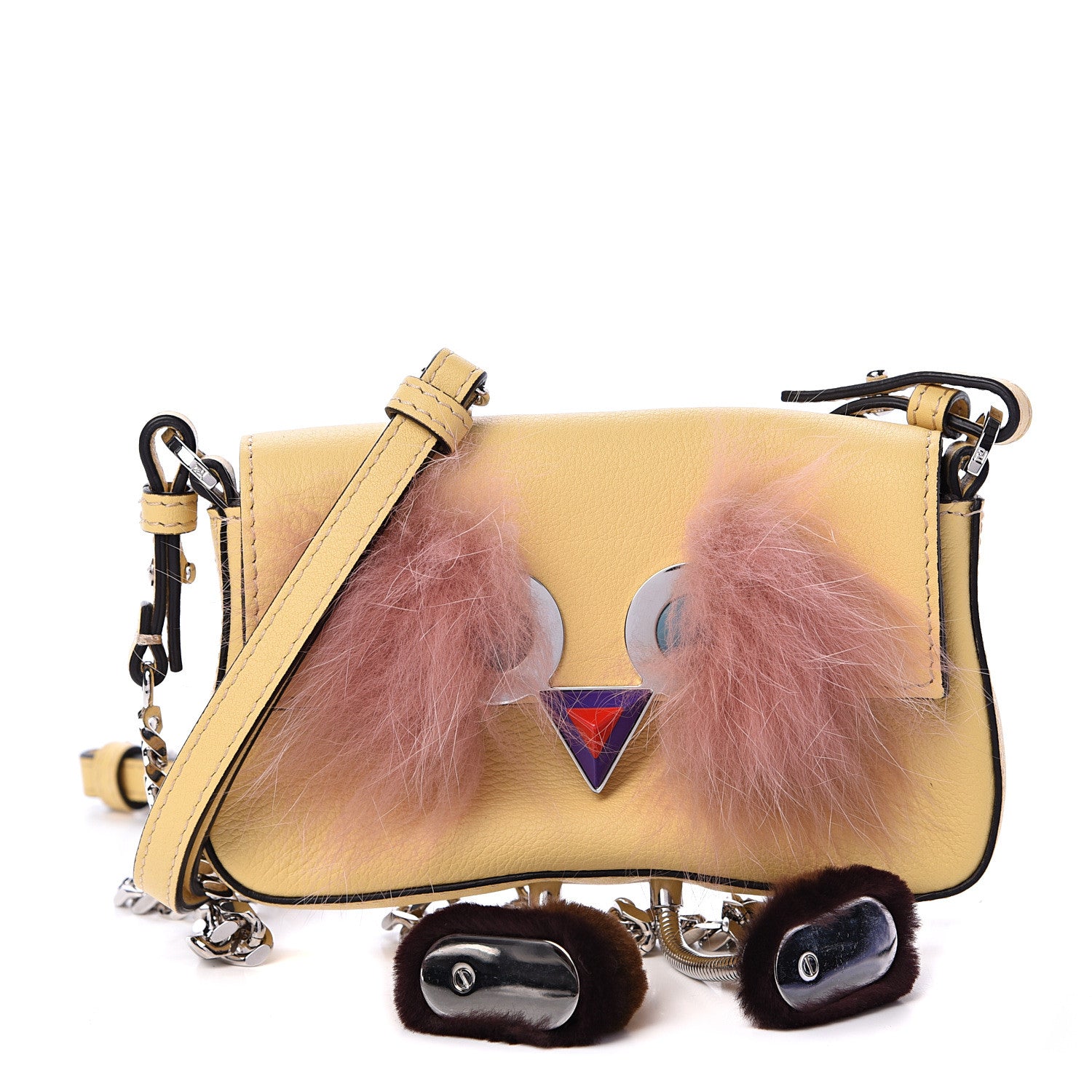 Fendi Calfskin Rabbit Fox Fur Hypnoteyes Micro Baguette Grano 1 of 9