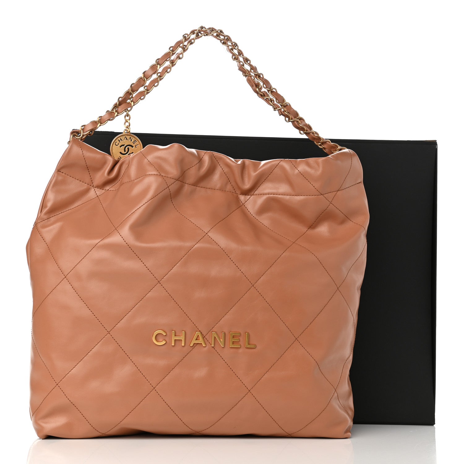 Chanel Shiny Calfskin Quilted Chanel 22 Camel 12 of 12