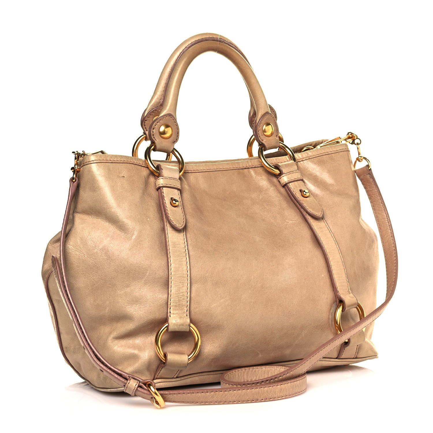 Miu Miu Vitello Shine Tote Beige 2 of 16